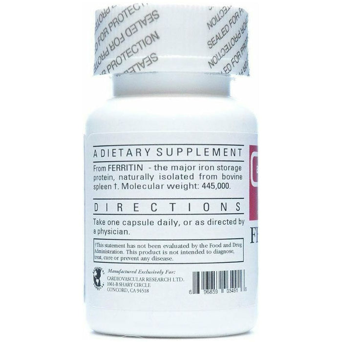 Ecological Formulas Ferritin Fe 5 mg 60 capsules suggested use label