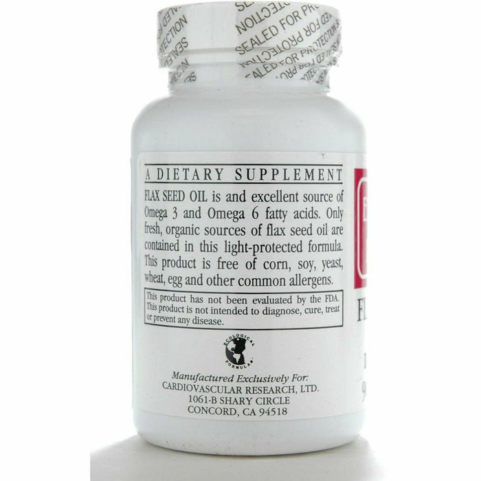 Ecological Formulas Flax Seed Oil (Organic) 90 softgels suggested use label