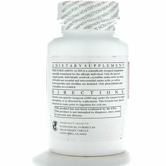 Ecological Formulas Free-Form Amino Acids 50 g suggested use label