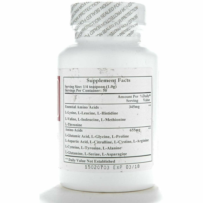 Ecological Formulas Free-Form Amino Acids 50 g supplement facts label