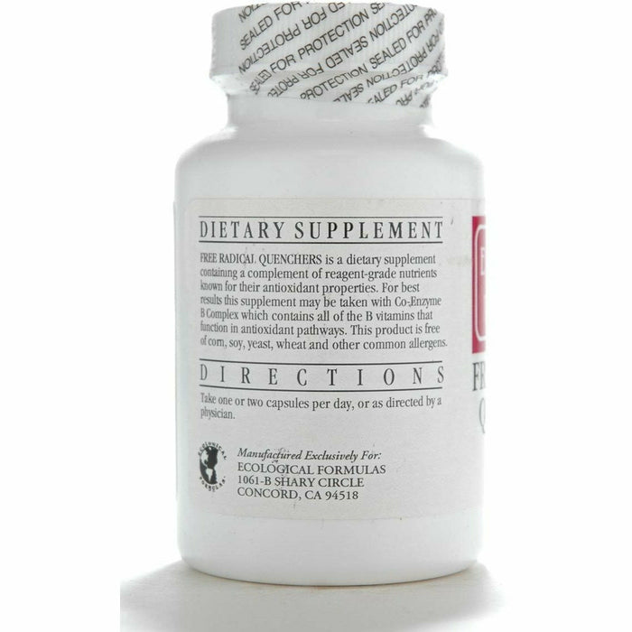 Ecological Formulas Free Radical Quenchers 60 capsules suggested use label