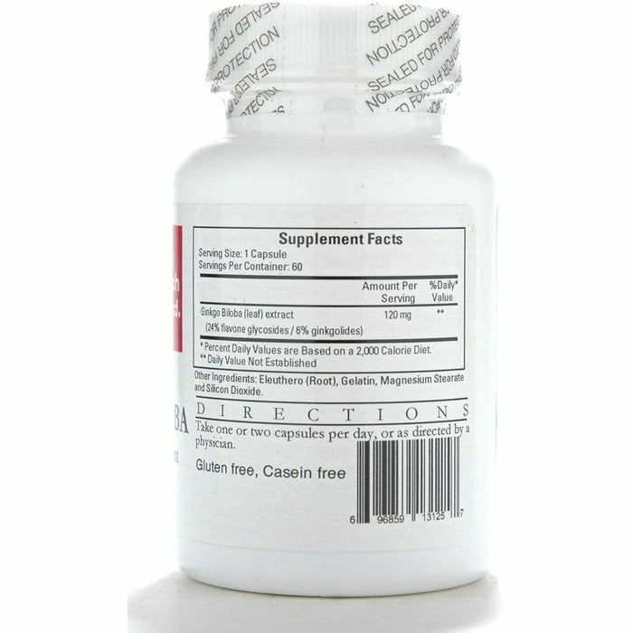 Ecological Formulas Ginkgo Biloba 120 mg 60 capsules supplement facts label