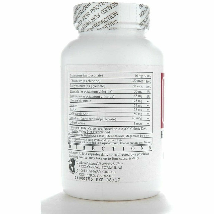 Ecological Formulas Hypomultiple without Cu/Fe 120 capsules suggested use label