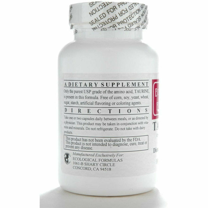 Ecological Formulas L-Taurine 500 mg 100 capsules suggested use label