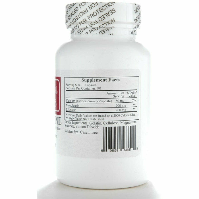 Ecological Formulas Laurisine 200 mg 90 capsules supplement facts label