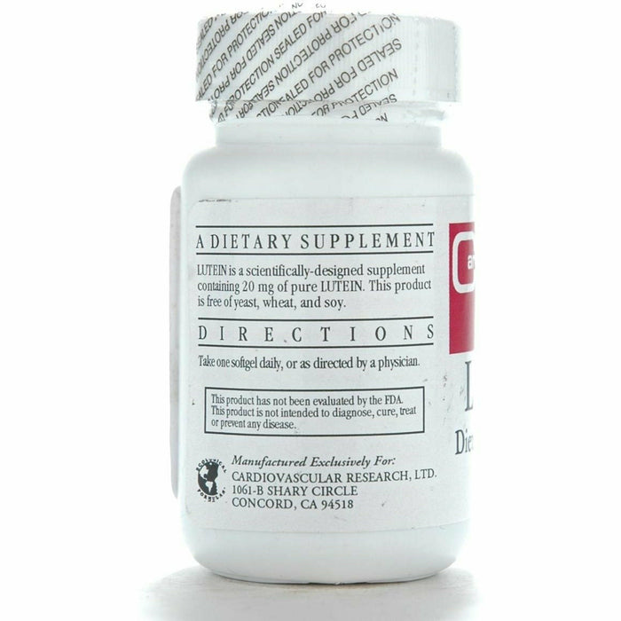 Ecological Formulas Lutein 20 mg 60 softgels suggested use label