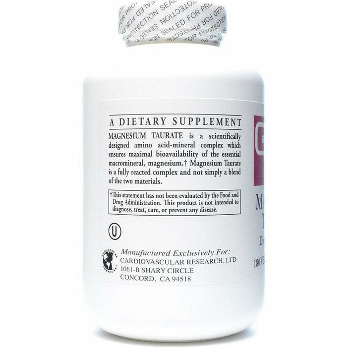 Ecological Formulas Magnesium Taurate 125 mg 180 capsules suggested use label