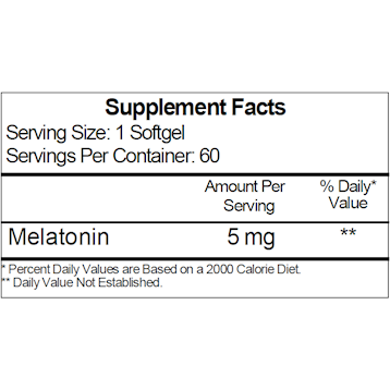 Ecological Formulas Melatone 5 mg 60 softgels supplement facts label