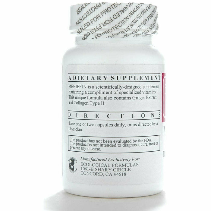 Ecological Formulas Menierin 60 capsules suggested use label