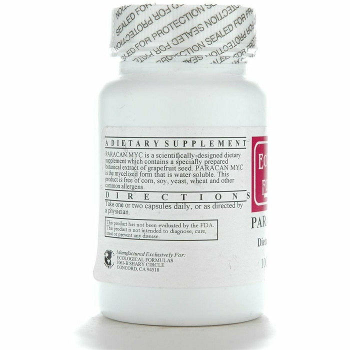 Ecological Formulas Paracan MYC 200 mg 100 capsules suggested use label