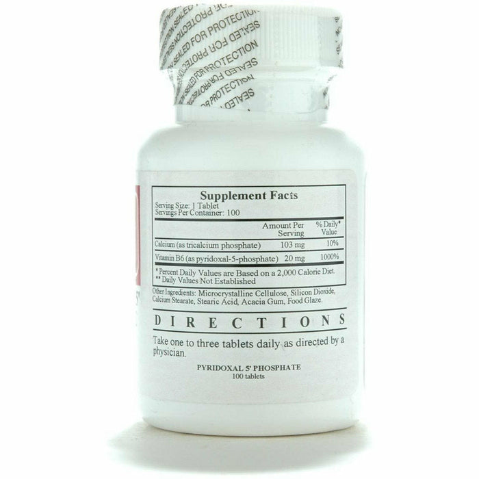 Ecological Formulas Pyridoxal 5-Phosphate 20 mg 100 tablets supplement facts label