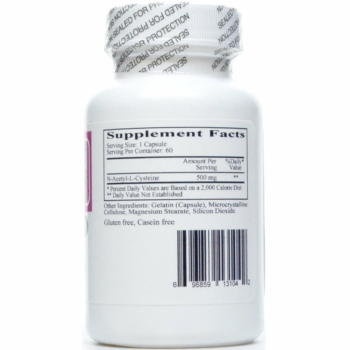 Ecological Formulas Resbid N-Acetyl-L-Cysteine 60 capsules supplement facts label