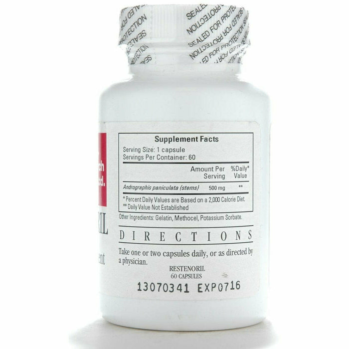 Ecological Formulas Restenoril 60 capsules supplement facts label