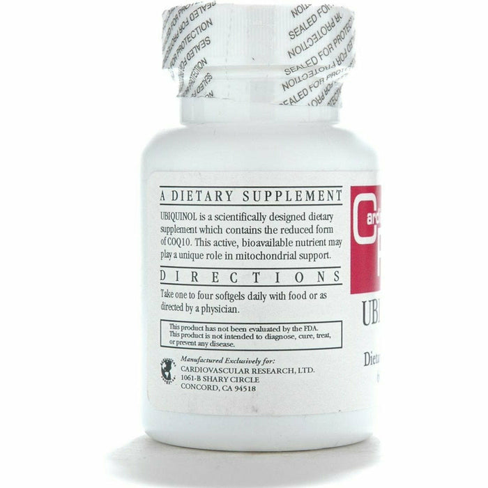 Ecological Formulas Ubiquinol 50 mg 60 softgels suggested use label