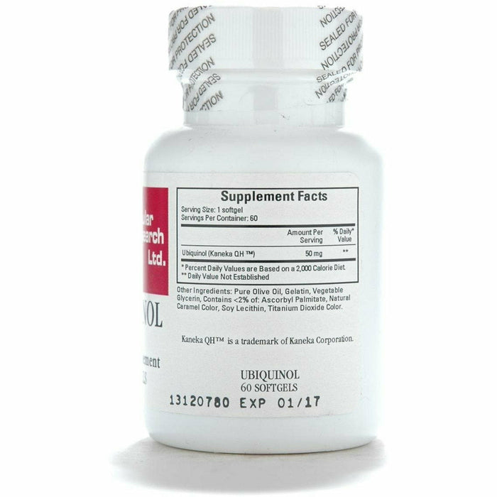 Ecological Formulas Ubiquinol 50 mg 60 softgels supplement facts label