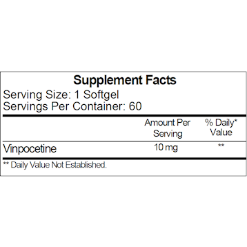 Ecological Formulas Vinpocetine 10 mg 60 softgels supplement facts label