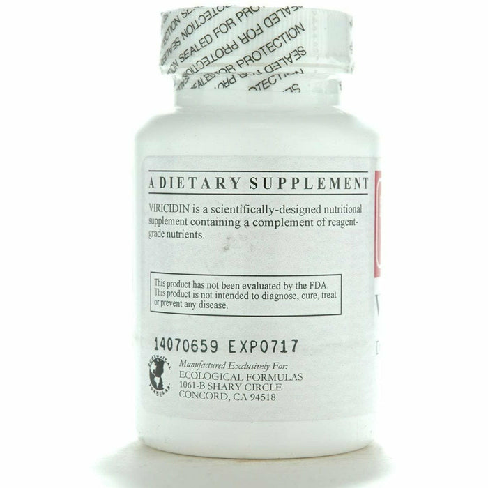 Ecological Formulas Viricidin 90 capsules suggested use label