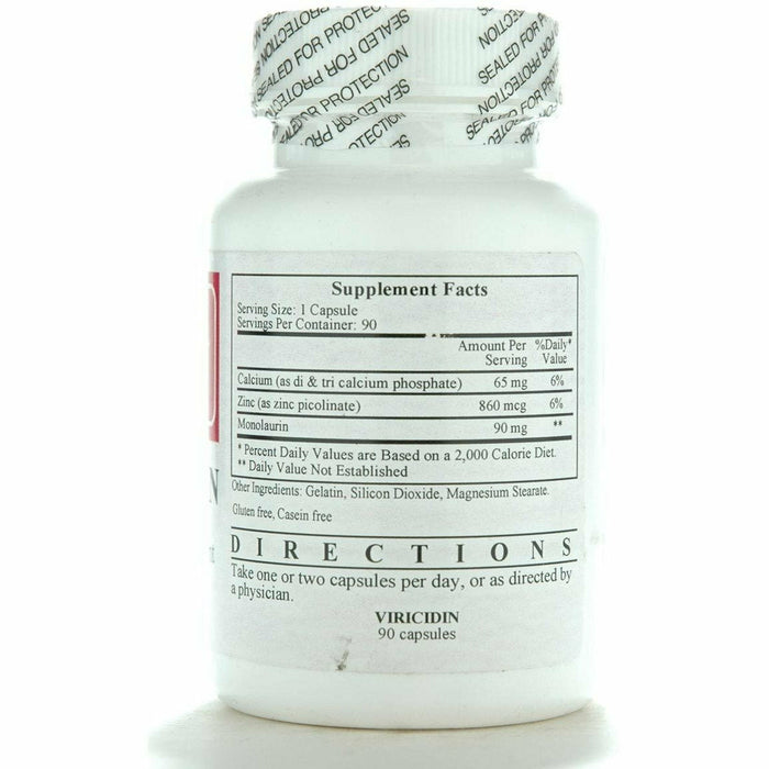 Ecological Formulas Viricidin 90 capsules supplement facts label