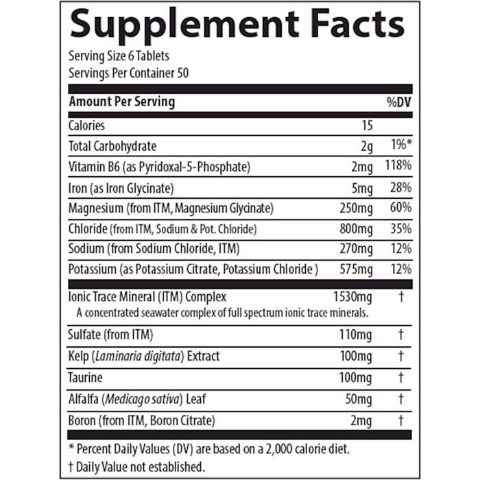 Trace Minerals Research, Electrolyte Stamina 300 tablets supplement facts label