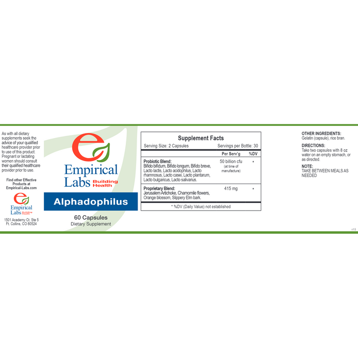 Empirical Labs Alphadophilus 60 capsules full label