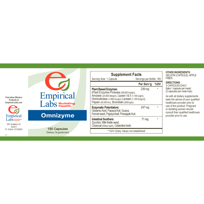 Empirical Labs Omnizyme 180 capsules full label