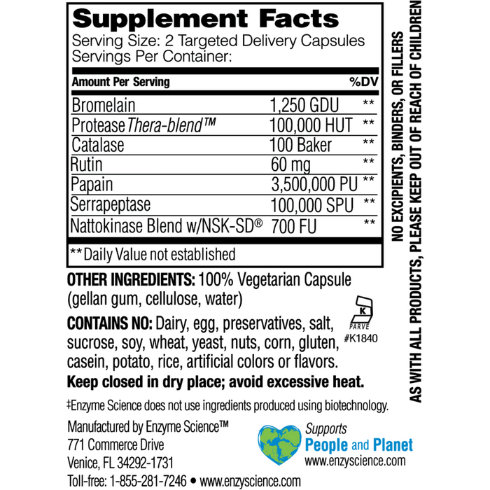 Enzyme Science MyoMend 60 capsules supplement facts label