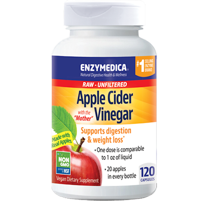 Enzymedica Apple Cider Vinegar, 120 capsules, front of bottle