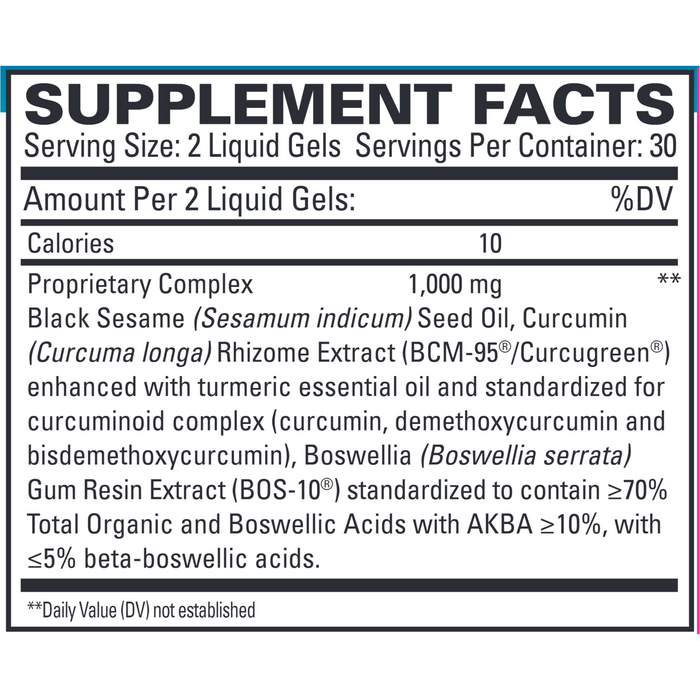 EuroMedica Acute Pain Relief 60 softgels supplement facts label