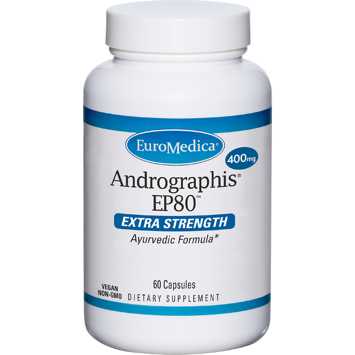 EuroMedica Andrographis EP80 Extra Strength, 60 capsules, front of bottle