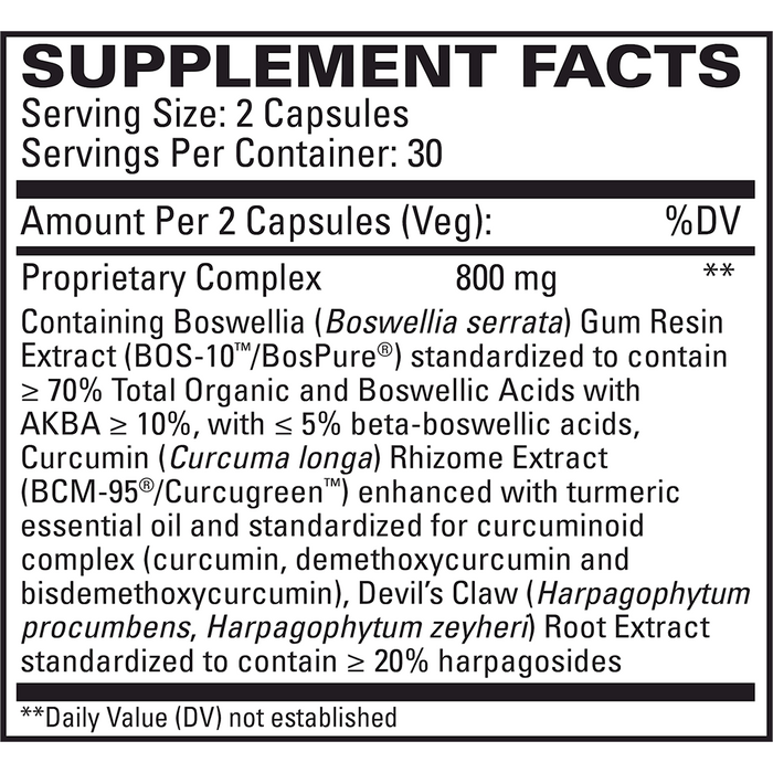 EuroMedica ArthoMed 60 vegetable capsules supplement facts label