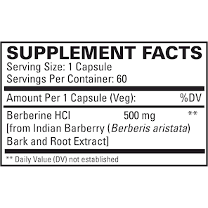 EuroMedica Berberine 500 mg 60 capsules supplement facts label