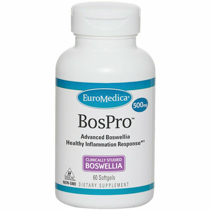 EuroMedica BosPro (Boswellia) 500 mg, 60 softgels, front of bottle