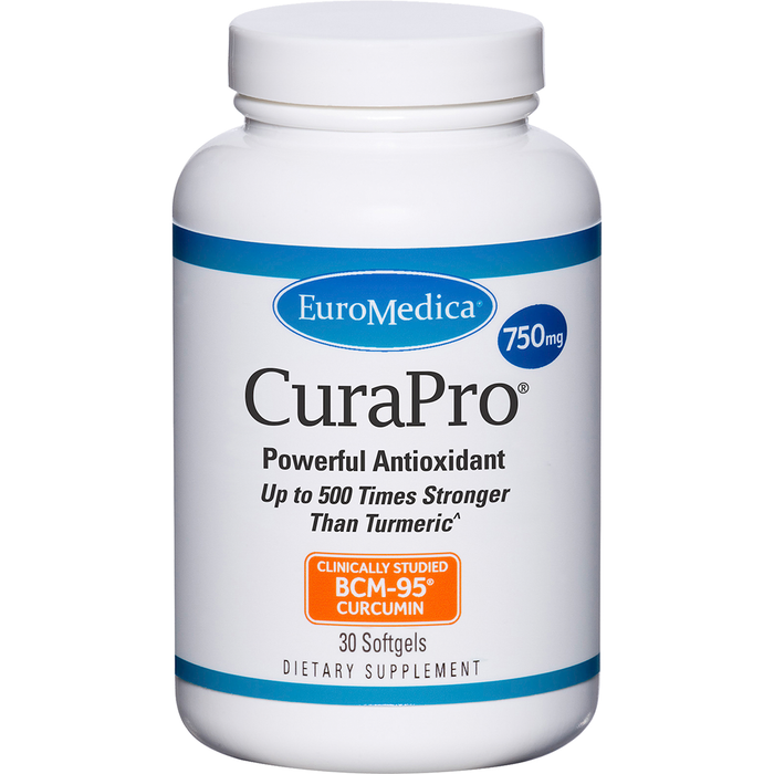 EuroMedica CuraPro 750 mg, 30 softgels, front of bottle