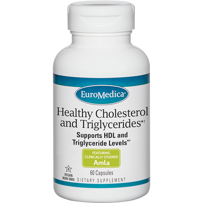 EuroMedica Healthy Cholesterol & Triglycerides, 60 capsules, front of bottle