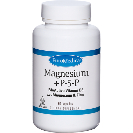 EuroMedica Magnesium + P-5-P, 60 capsules, front of bottle