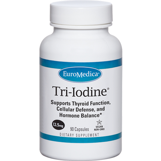 EuroMedica Tri-Iodine 12.5 mg, 90 capsules, front of bottle