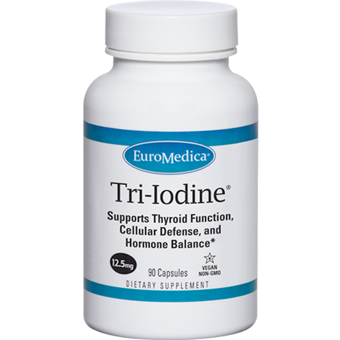 EuroMedica Tri-Iodine 12.5 mg, 90 capsules, front of bottle