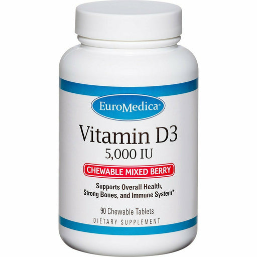 EuroMedica Vitamin D3 5,000 IU Mixed Berry, 90 chewables, front of bottle