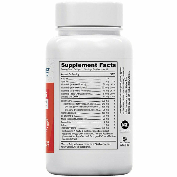 EyePromise DVS Diabetes Vision Support 60 softgels supplement facts label