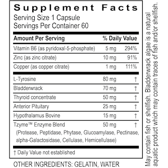 Thyroid Complex 60 caps by Transformation Enzyme Supplement Facts Label