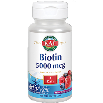 KAL, Biotin 5000 Mcg Mixed Berry 100 Tabs