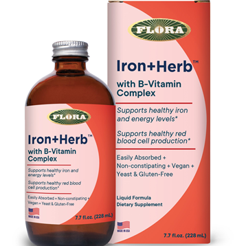 Flora Iron+Herb, 7.7 fl oz, front of box and bottle