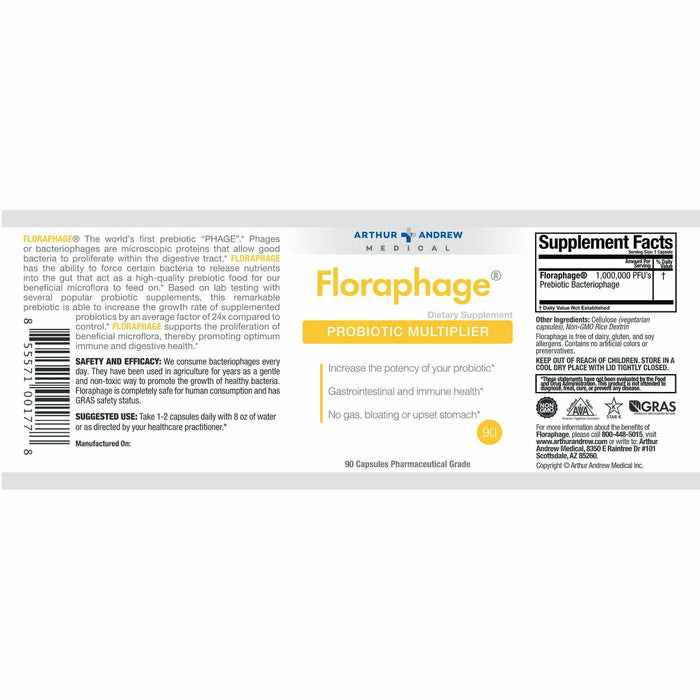 Arthur Andrew Medical Inc., Floraphage 90 caps Supplement Facts Label