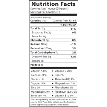 Foods Alive Globe Trekker Trail Mix 8 oz nutrition facts label