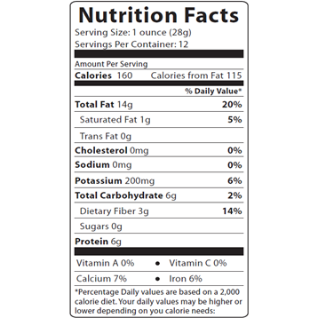 Foods Alive Organic Almonds 12 oz nutrition facts label