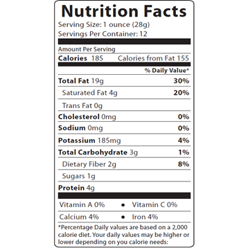 Foods Alive Organic Brazil Nuts 10 oz nutrition facts label
