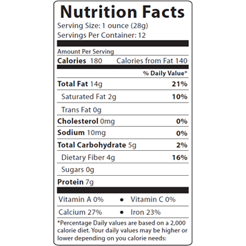 Foods Alive Organic Natural Sesame Seeds 12 oz nutrition facts label