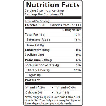 Foods Alive Organic Pumpkin Seeds 12 oz nutrition facts label