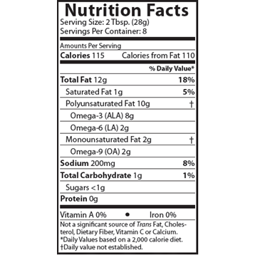 Foods Alive Zesty Italian Superfood Dressing 8 fl oz nutrition facts label