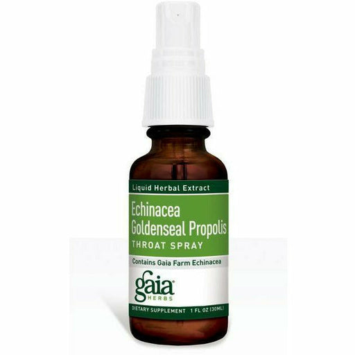 Gaia Herbs Echinacea Goldenseal Throat Spray, 1 fl oz, front of spray bottle